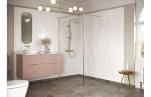 Iconix Brushed Brass Profile Wetroom Panel - 800mm