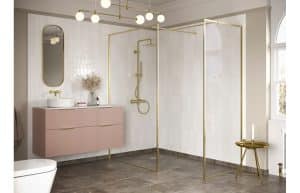 Iconix Brushed Brass Profile Wetroom Side Panel - 800mm