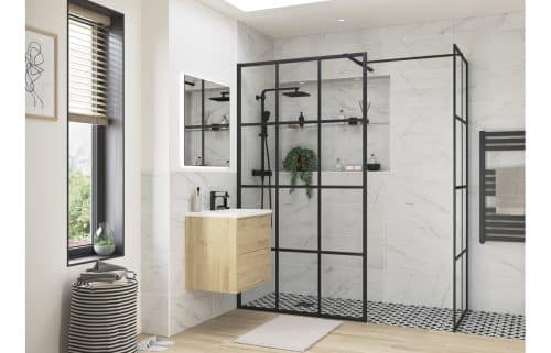 Iconix Black Framed Wetroom Panel - 1200mm - Image 2