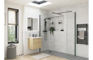Iconix Black Profile Wetroom Side Panel - 800mm