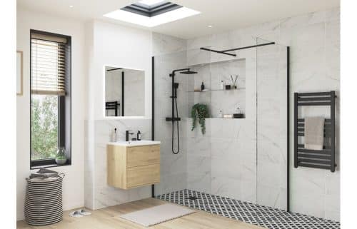 Iconix Black Profile Wetroom Side Panel - 900mm