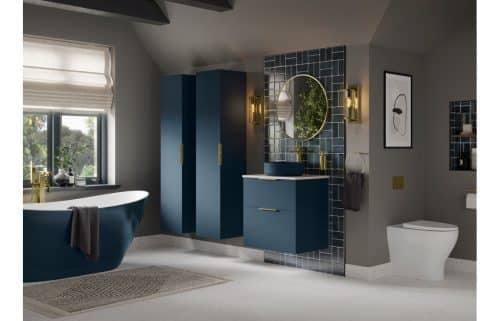 Statement 590mm 2 Drawer Wall Unit (No Top) - Matt Deep Blue - Image 4