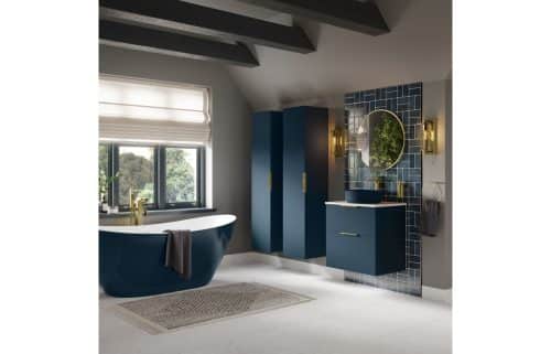 Statement 590mm 2 Drawer Wall Unit (No Top) - Matt Deep Blue - Image 3