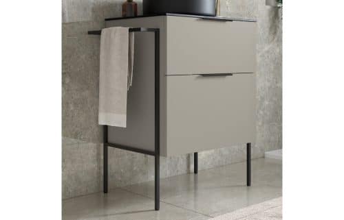 Statement 610mm 2 Drawer Wall Unit & Basin - Matt Latte - Image 3