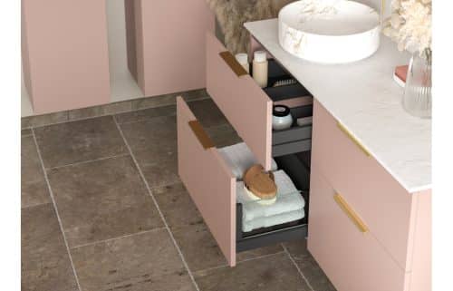 Statement 590mm 2 Drawer Wall Unit (No Top) - Matt Antique Rose - Image 3