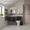 Volta 610mm Floor Standing 2 Door Basin Unit w/Basin - Anthracite Gloss - Image 2