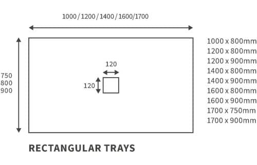 25mm 1700x900mm Slate Effect Ultra-Slim Rectangular Tray & Waste - Image 2