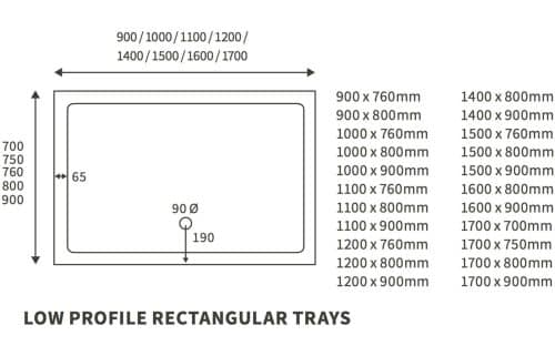 40mm Low Profile 1200x700mm Rectangular Tray & Waste - Image 2
