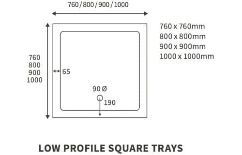 40mm Low Profile 1000x1000mm Square Tray & Waste - Image 2