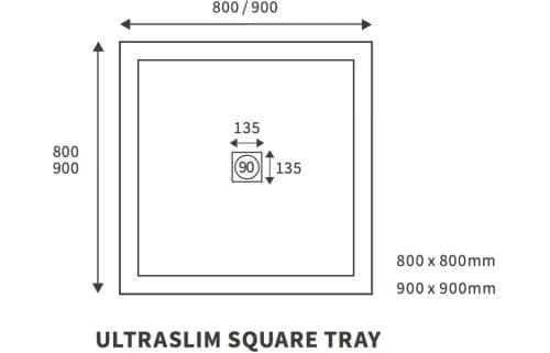 25mm Ultra-Slim 800mm x 800mm Square Tray & Waste - Image 2