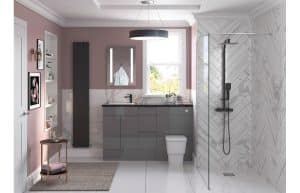 Valesso 900x330mm Base End Panel - Onyx Grey Gloss