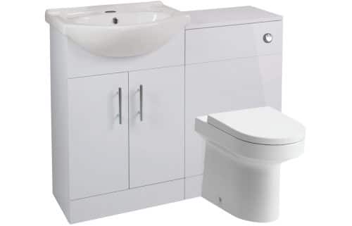 Vista 560mm Basin Unit & WC Unit Pack - White Gloss