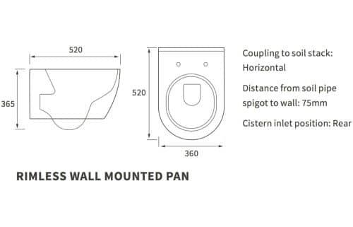 Cilantro Rimless Wall Hung WC & S/C Seat - Image 4