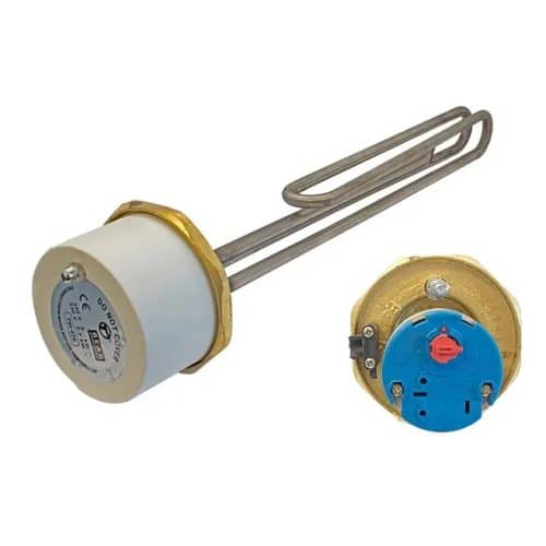 Tesla 14" 1 3/4" Unvented Incoloy Immersion Heater with Thermostat 3kW
