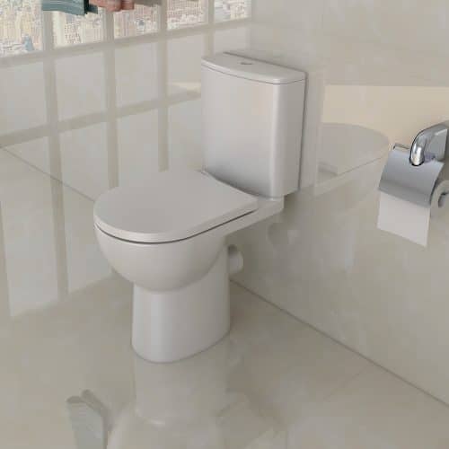 Ivan Rimless Short Projection Open Back Comfort Height Close Coupled Pan Pack – Including Cistern and Seat - Image 2