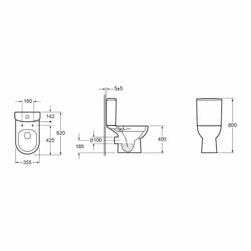 Ivan Rimless Short Projection Open Back Close Coupled Pan Pack – Including Cistern and Seat - Image 4